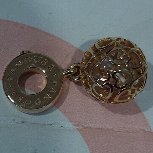 Authentic Pandora *Retired *Rose Harmonious Hearts Pendant Charm 787255 - Picture 6 of 12